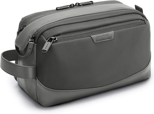 BAGSMART Toiletry Bag for Men, Large Travel Toiletry Organizer, Dopp Kit Water-resistant Shaving Bag for Toiletries Accessories - Grey