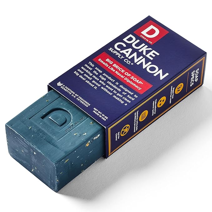 Duke Cannon Supply Co. Big Brick of Soap Bar for Men, Naval Diplomacy - Extra Large, All Skin Types, 10 oz. (Pack of 6)