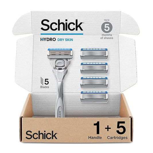Schick Hydro Dry Skin Razor - 1 Handle with 5 Refills, 5 Blade Men's Razor