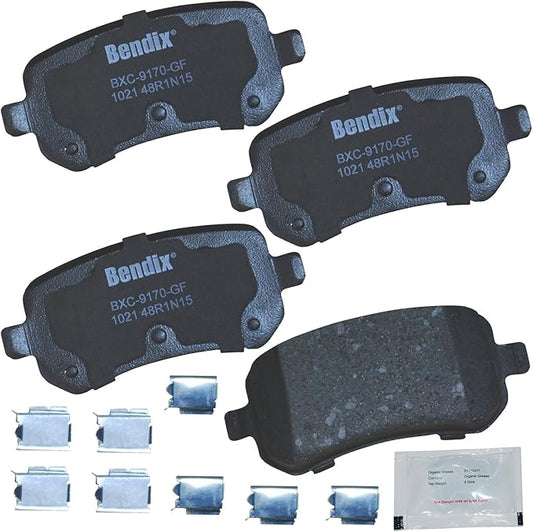 Bendix Priority1 CFC1021 Ceramic Rear Brake Pads for Select Models Chrysler Town & Country, Dodge Grand Caravan, Journey, Ford Freestar, Mercury Monterey, Ram C/V, Volkswagen Routan