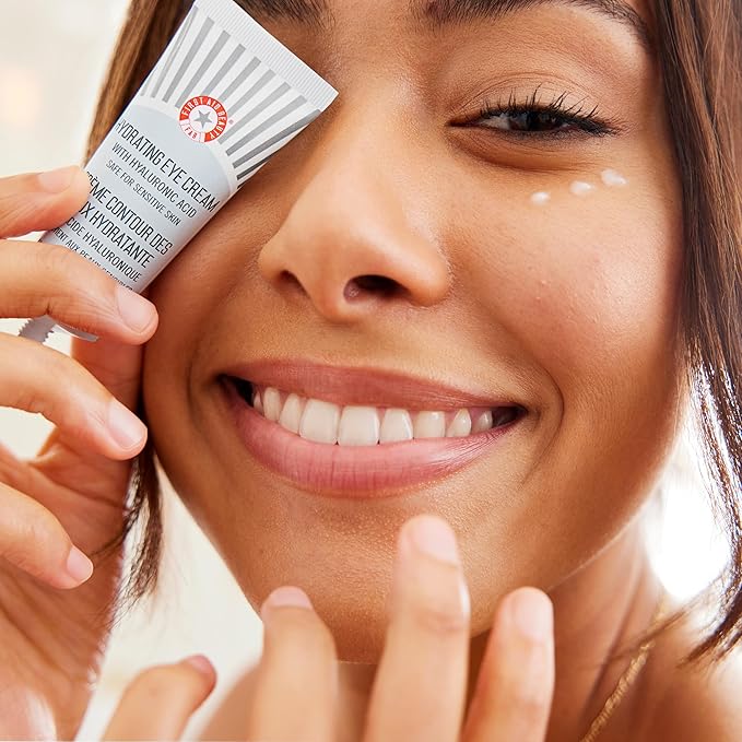 First Aid Beauty - Hydrating Eye Cream with Hyaluronic Acid, Nourishing Eye Cream that Provides 24 hours of Hydration, Helps Smooth Fine Lines, Wrinkles & Puffiness, Safe for Sensitive Skin, 0.5 oz