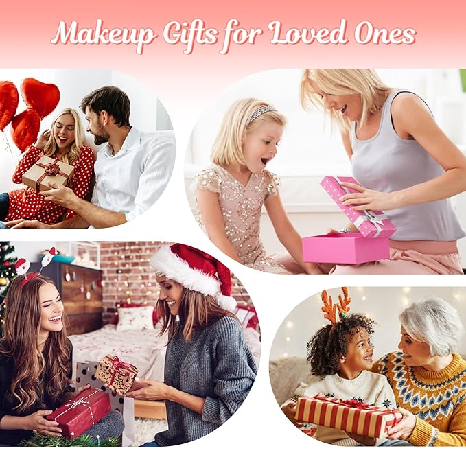 Color Nymph Makeup for Kids with LED Mirror, Make Up Set with Carrying Case for Beginners, Including 26-Color Face Palette Highlighter Lipgloss Eyeliner Dual-Ended Brush