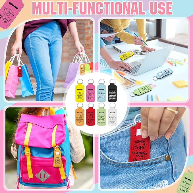 72 Pcs Lipstick Holder Bulk Lipstick Holder Keychain Thank You Inspirational Lip Gloss Pouch Portable(Bright Colors)