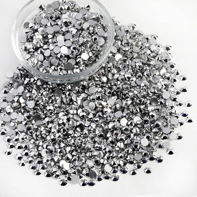 Beadsland Flatback Rhinestones Bulk,14400pcs Silver Rhinestones for Nails Crafts Clothes DIY Decoration, Silver Hematite, SS10, 2.7-2.9mm