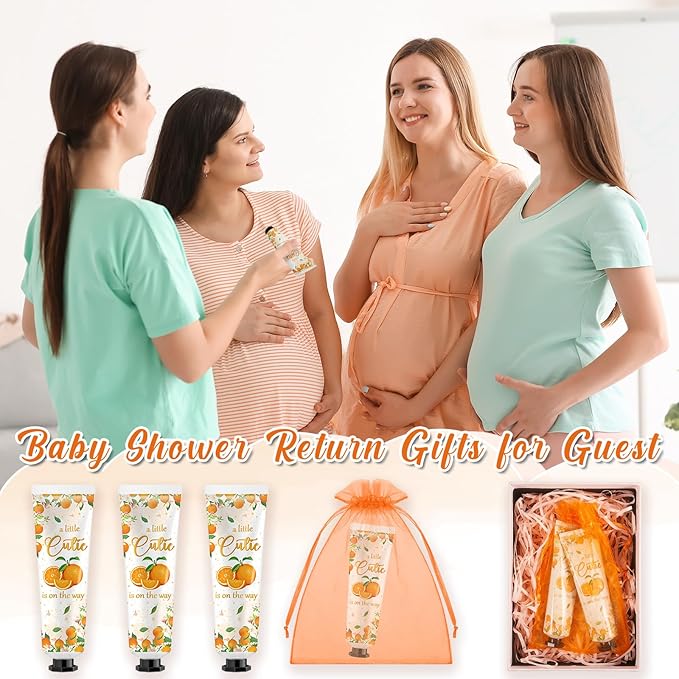 48 Sets Baby Shower Hand Cream Bulk Orange Cutie Baby Shower Favors Bridal Thank You Hand Cream for Guests Travel Size Lotion with Organza Bags
