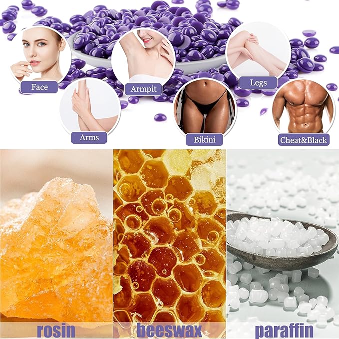 Facial Wax Warmer for Hair Removal, Home Bikini Sugar Waxing Kit for Women & Men, Collapsible Silicone Waxing Pot，Smart Temperature Control, Leg Face Body Eyebrow Wax Kit (Waxing Pot Only)