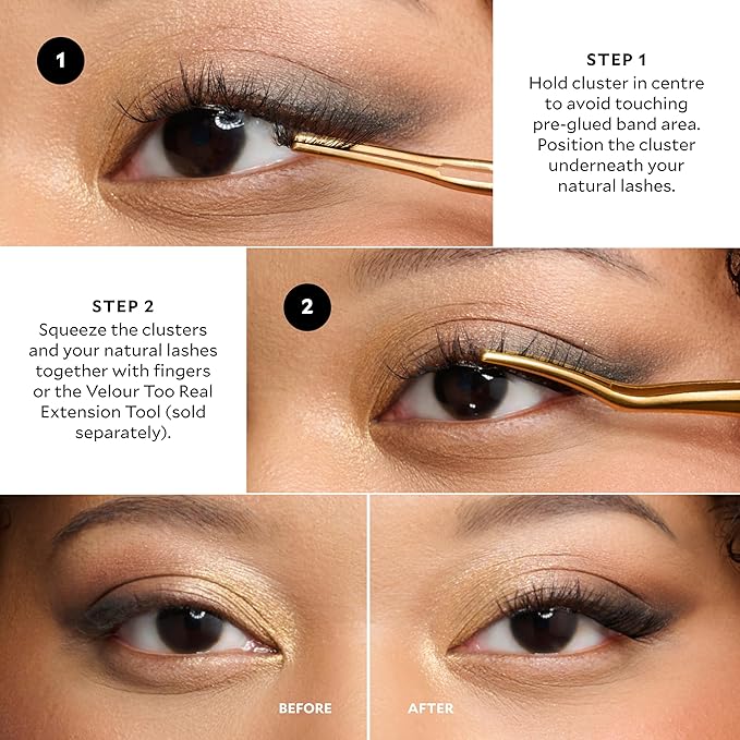 Velour x CGonzalez Beauty Self-Stick Lash Clusters, Self Adhesive Eyelashes, Includes 18 Eyelash Clusters, Comfortable & Lightweight Lash Extension Cluster