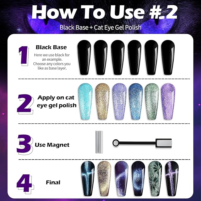 Clara Colors Cat Eye Gel Nail Polish Set, 6 Colors Autumn Romantic Galaxy Series Magnetic Nail Polish Holographic Glitter Cat Eye Gel Polish Kit with Magnet Long Lasting Soak Off UV LED