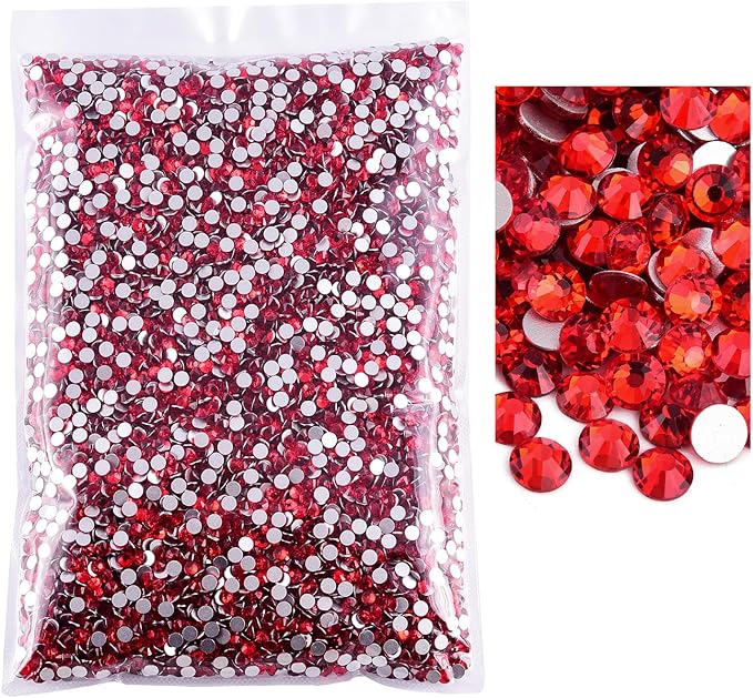 Blinginbox Flatback Rhinestones Bulk,14400pcs Crystal Round Loose Gemstones Glass Rhinestones for Crafts Makeup Nail Art Clothes Shoes DIY Decorations(SS16,3.8-4.0mm,Lt.siam)