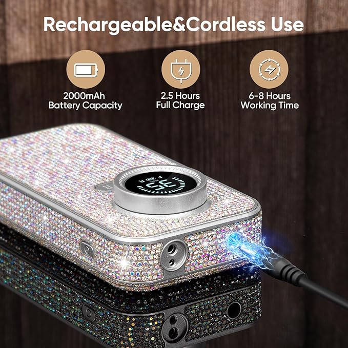 35000RPM Diamond Electric Nail Drill, High Tech Acrylic Fast Removal Cordless Nail Drill with 6 Bits & Sanding Bands for Salon & Home DIY