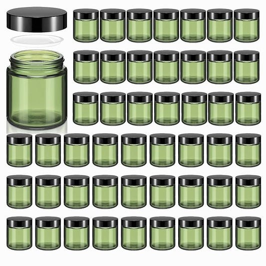 Norme 48 Pcs 4 oz Glass Jars with Lids Leakproof Round Airtight Empty Cosmetic Jars with Inner Liners Lid for Storing Lotions Powder Ointments Candle Making (Green)