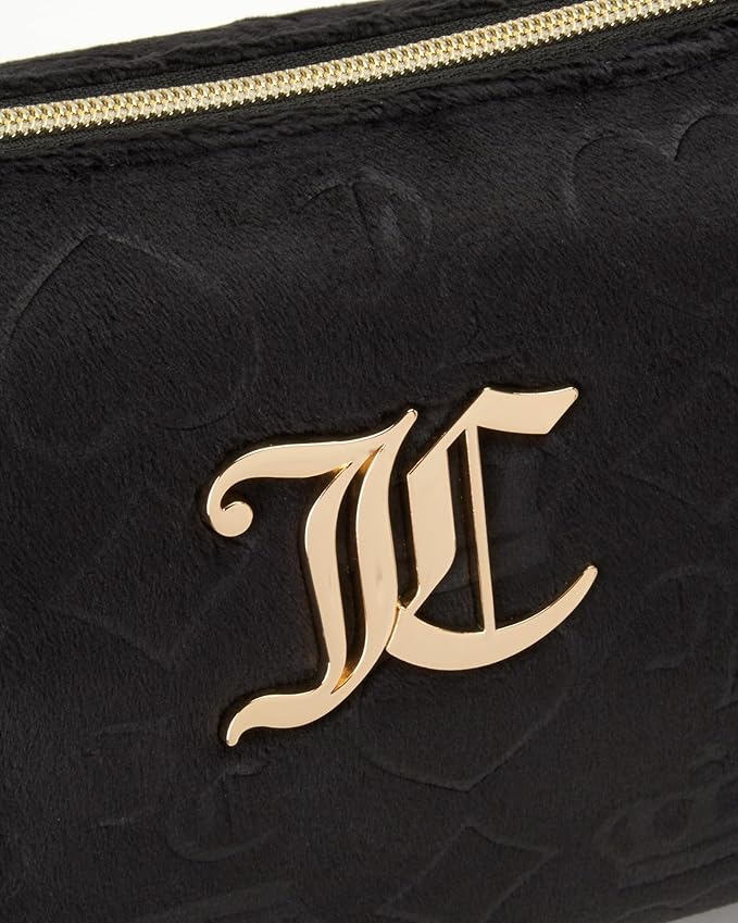 Juicy Couture Women's Cosmetics Bag - Travel Makeup and Toiletries Clutch Wedge Pouch, Black