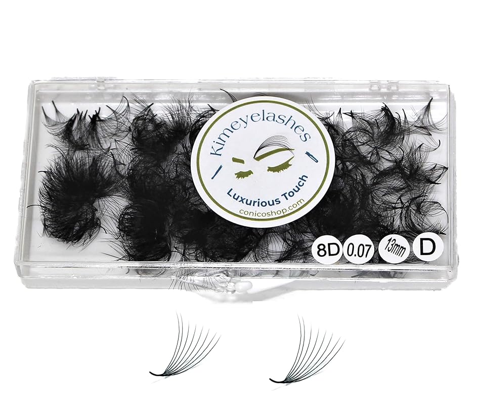 8D - 0.07 C and D Curl 1000 Premade volume fans loose Fans, Handmade eyelash extensions supplies Russian volume lash promade fan (8D - 0.07 - Curl C, 16mm)