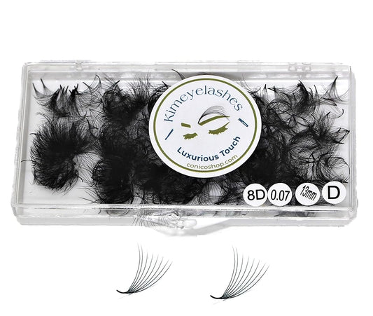 8D - 0.07 C and D Curl 1000 Premade volume fans loose Fans, Handmade eyelash extensions supplies Russian volume lash promade fan (8D - 0.07 - Curl C, 9mm)