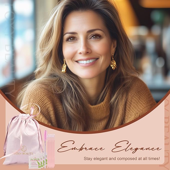 Lash Clusters Kit with Bond and Seal Brown Lash Clusters For Mature Eyes Lash Extension Kit with Eyelid Wipes Brush Eyelash Extension Kit with Drawstring Bag Mocha Mousse lashes Gift Set For Women