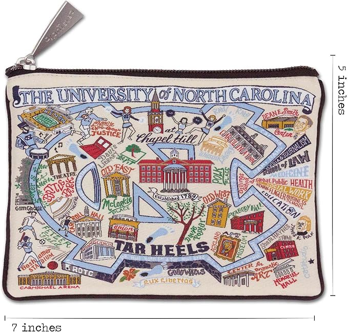 Catstudio Collegiate Zipper Pouch, University of North Carolina Travel Toiletry Bag, Ideal Gift for Alumni, Makeup Bag, Dog Treat Pouch, or Travel Purse
