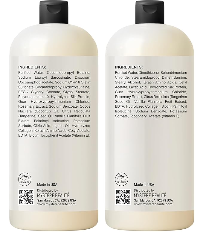 Amino Acid Shampoo and Conditioner Set for All Hair Types | Nourishing Amino Acid Hair Shampoo with Vitamin E & Jojoba Oil for Frizz Control & Shine Moisturizing Amino Acid Conditioner - 16 fl oz each