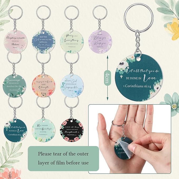60 Pcs Christian Gifts for Women Religious Gifts Include 20 Canvas Makeup Bags 20 Bible Verse Mini Mirror 20 Inspirational Bible Keychains Church Favors for Women Mother Sister