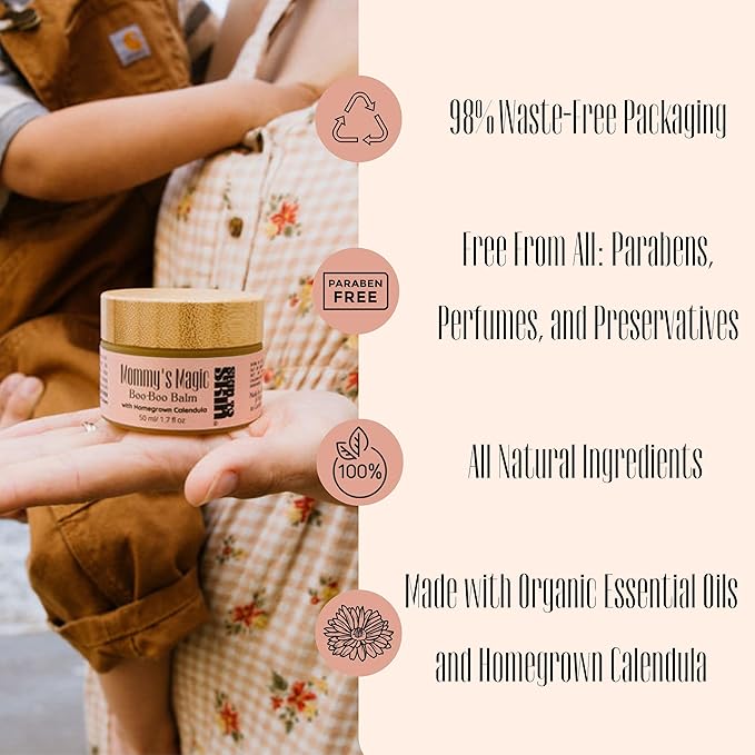 Skin to Skin New Baby Kit - 4 Piece Set in Cosmetic Bag - Organic Baby Butt Balm - Postpartum Essentials