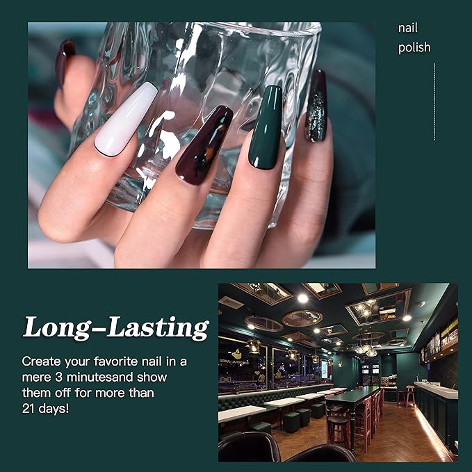 23 Pcs UV Gel Nail Polish Set- 2021 Autumn Winter Glitter Starter Kit Classic Yellow Blue Black White Red Green Shinning Soak Off DIY Gel Christmas Gifts Box