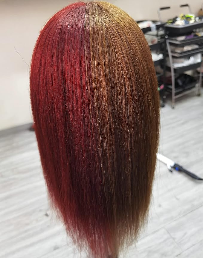 22 Inch 100% Real Human Hair Mannequin Head Manikin Cosmetology Doll Head with Stand for Braiding Styling Display Practice Training Coloring Bleaching Dyeing Curling Cutting Updos