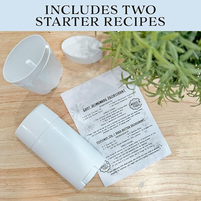 Cornucopia Brands 2.5oz Empty Deodorant Containers (8-Pack, 75ml); BPA-Free Plastic White Twist-Up Refillable Tubes for DIY Deodorant, Aromatherapy, Balm, Etc.