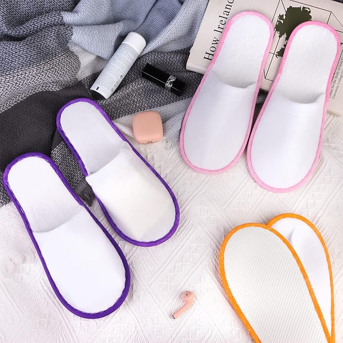 32 Pairs Disposable Slippers Non-Slip Closed Top Unisex Spa Slippers for Hotel Travel Home Guest Massage Supplies, 2 Sizes