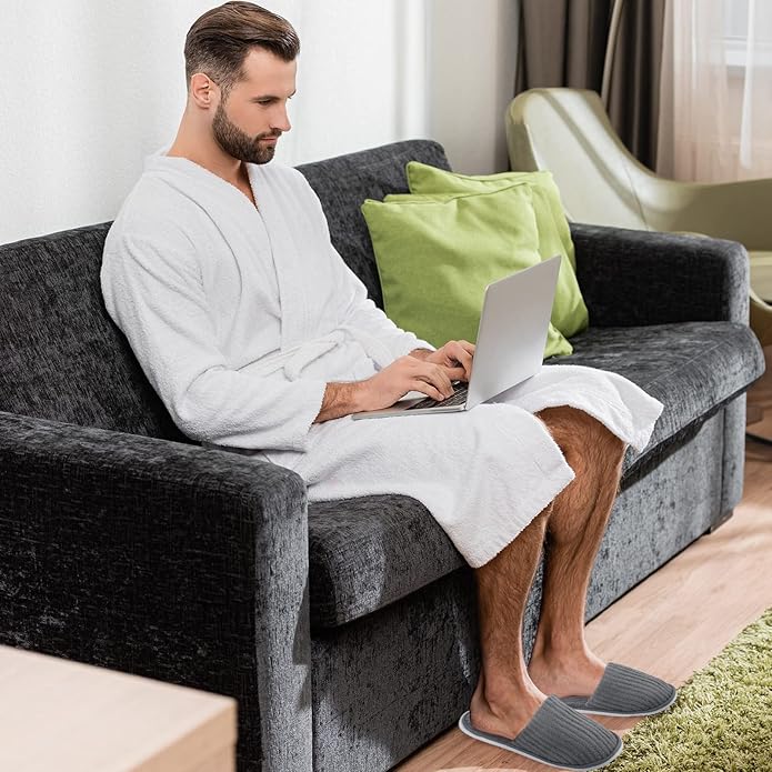 Elcoho 12 Pairs Closed Toe Spa Slippers Reusable Slippers Coral Fleece Washable Disposable Home Slippers for Women Men Guests Hotels House Slippers Housewarming Indoors Bathroom Party Traveling