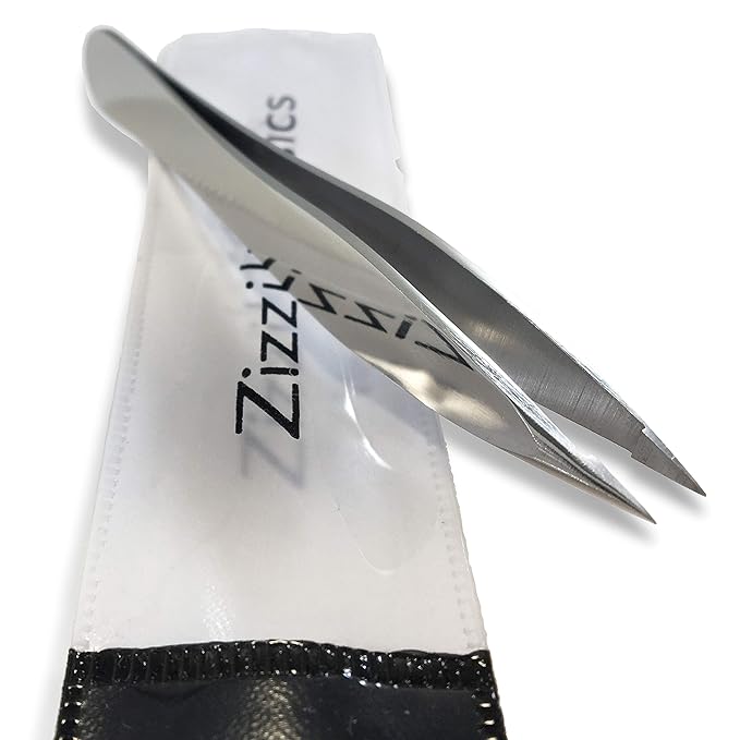 Elite Series Pointed Tweezers - Sharp Precision Tips + Surgical Grade Stainless Steel Tweezer for Professional Eyebrow and Facial Hair Removal