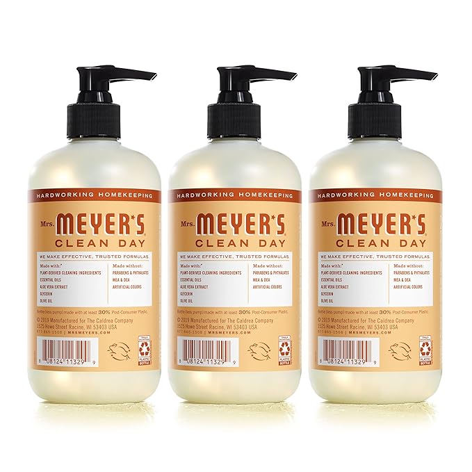 MRS. MEYER'S CLEAN DAY Hand Soap, Made with Essential Oils, Biodegradable Formula, Oat Blossom, 12.5 fl. oz - Pack of 3