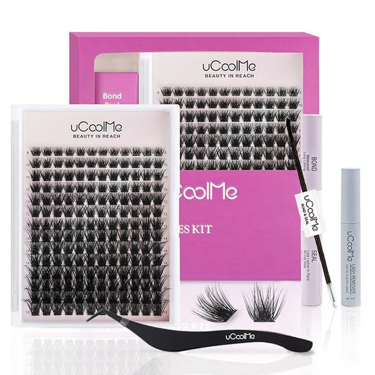 Magic Lash Clusters Kit 8-18mm Volume Wispy Eyelash Clusters Kit D Curl - WideSpan DIY Eyelash Extension Kit Cat Eye Lashes Individual Fake Eyelashes Clusters Kit with 0.05mm Ultra-Thin Black Band