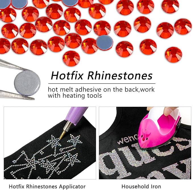 Beadsland Hotfix Rhinestones Bulk, 14400pcs Orange Hot Fix Rhinestones for Crafts Clothes DIY Decoration, Hyacinth/Orange, SS16, 3.8-4.0mm