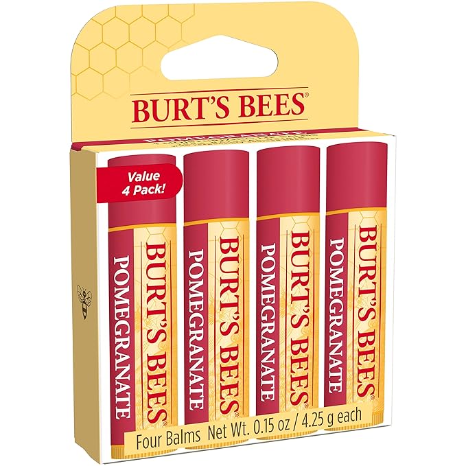 Burt's Bees Lip Balm, Moisturizing Lip Care, Original Beeswax with Vitamin E & Peppermint Oil, Natural Origin Lip Care (4-Pack)
