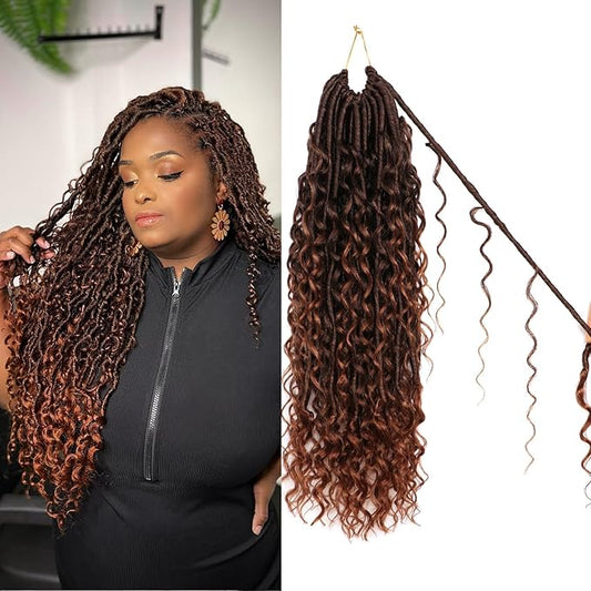8 Packs Goddess Faux Locs Crochet Hair-18 Inch Boho Soft Locs Crochet Hair for Black Women (T30, 18 Inch(Pack of 8))