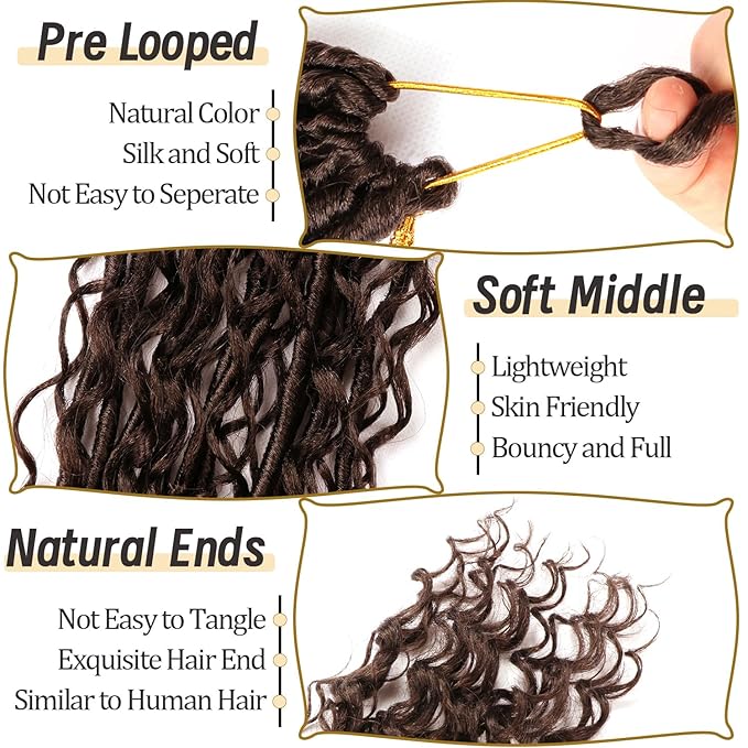 8 Packs Goddess Faux Locs Crochet Hair-30 Inch Boho Soft Locs Crochet Hair for Black Women (#4, 30 Inch(Pack of 8))