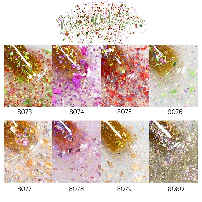 CANNI 8 Pcs 9 ML Glitter Gel Nail Polish Set, Shimmer Sparkly Red Shiny Pink Yellow Purple Blue Colors Gel Polish Kit Soak Off Led Nail Art Manicure Salon DIY