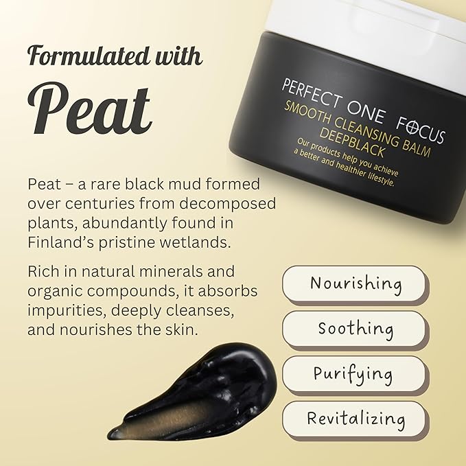 Smooth Cleansing Balm Deep Black – Pore Cleansing & Makeup Removal – Suitable for Sensitive Skin, Eyelash Extensions Safe, 2.64oz (1, Black)