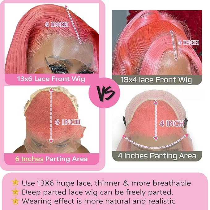 32 Inch Hot Pink Lace Front Wig Human Hair Body Wave 13x6 Hd Full Lace Frontal Wigs Human Hair for Black Women 180% Density Wear and Go Glueless Pink Colored Wig Human Hair Pre Plucked with Baby Hair