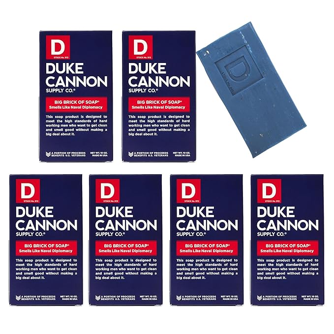 Duke Cannon Supply Co. Big Brick of Soap Bar for Men, Naval Diplomacy - Extra Large, All Skin Types, 10 oz. (Pack of 6)