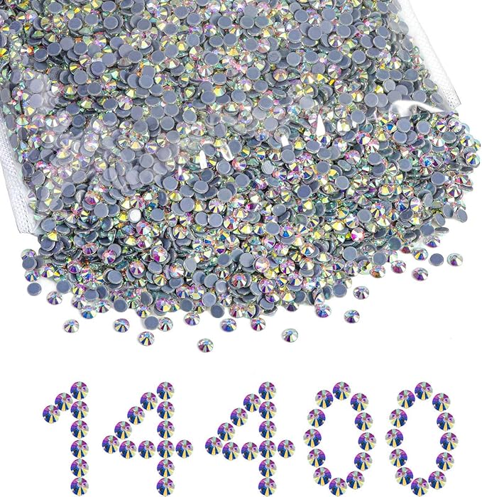 BEADSLAND Hotfix Rhinestones Bulk, 14400PCS Crystal Hot Fix Rhinestones for Crafts Clothes DIY Decoration, Crystal AB, SS16, 3.8-4.0mm