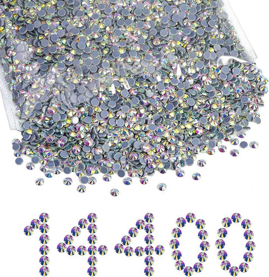 BEADSLAND Hotfix Rhinestones Bulk, 14400PCS Crystal Hot Fix Rhinestones for Crafts Clothes DIY Decoration, Crystal AB, SS16, 3.8-4.0mm