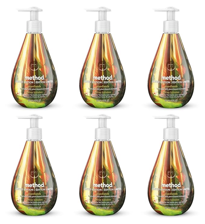 Set of 6 Limited Edition Handsoap - Green Cleaning - Cruelty-Free- Biodegradable formula made with plant-based cleansers + without parabens or phthalates (6, Gel Woodlands)