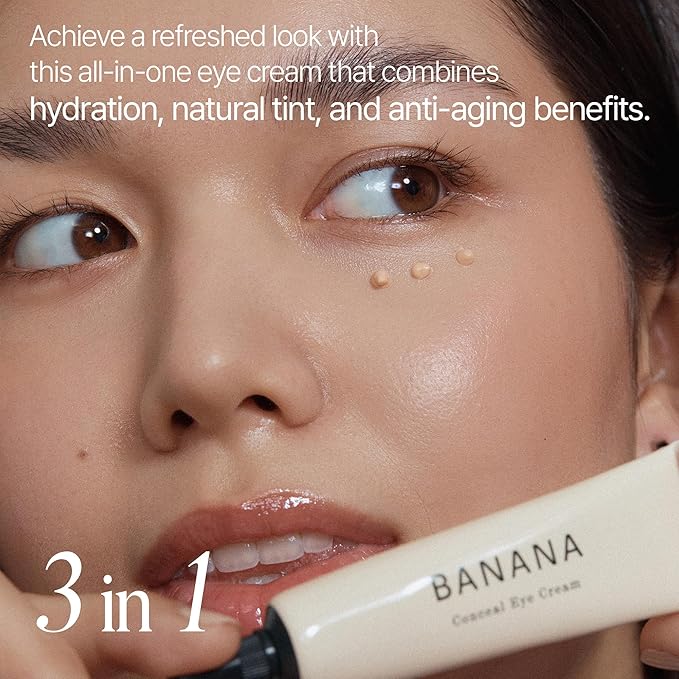 BANANA Conceal Cream, All-in-one 48 HR Hydration Day Eye Cream with Color Correcting with Panthenol, Vitamin C&E, Helps Reduce the Appearance of Fine Lines, Sheer Coverage, 0.52 oz