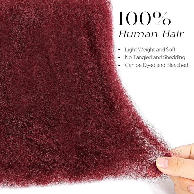 BLL Afro Kinkys Bulk Human Hair-100% Human Hair for Mini Twist Braiding Dreadlock Loc Extensions Afro Kinky Curly Hair Bulk Black Color (99J, 14 Inch (Pack Of 1))