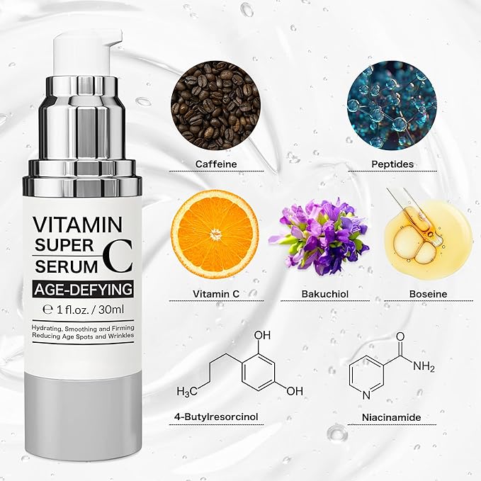 Super Vitamin C Serum for Women over 70, Wrinkle Cream for Face, Anti Aging Cream, Hydrates, Softens, Lifts and Firms Super Vitamin C Serum 1PCS