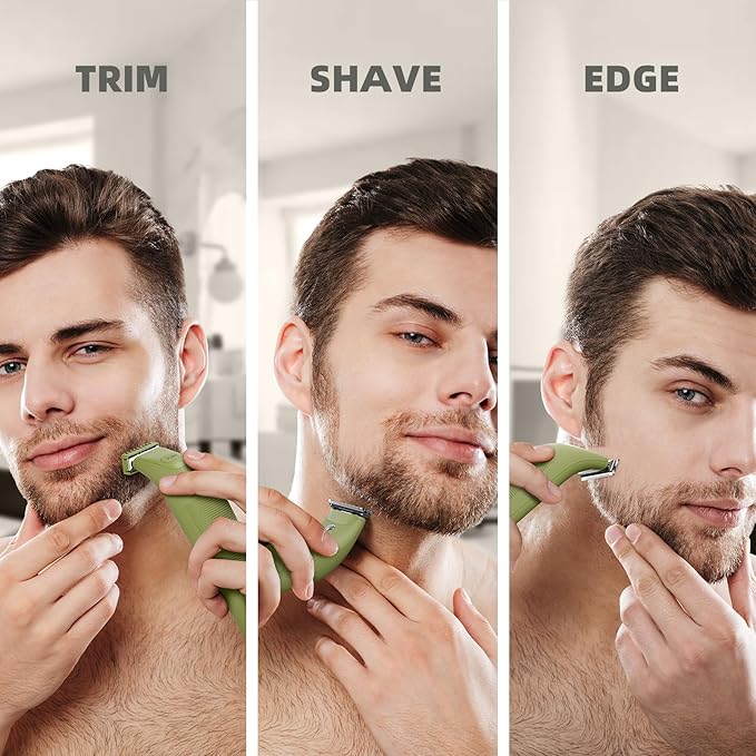 VIKICON Single Blade Body Hair Trimmer – Electric Dual-Sided Safety Razor for Face, Legs, Chest & Pubic Area, Smooth Intimate Shaver with 5 Guide Combs, Travel & Daily Use, Gift for Men & Women