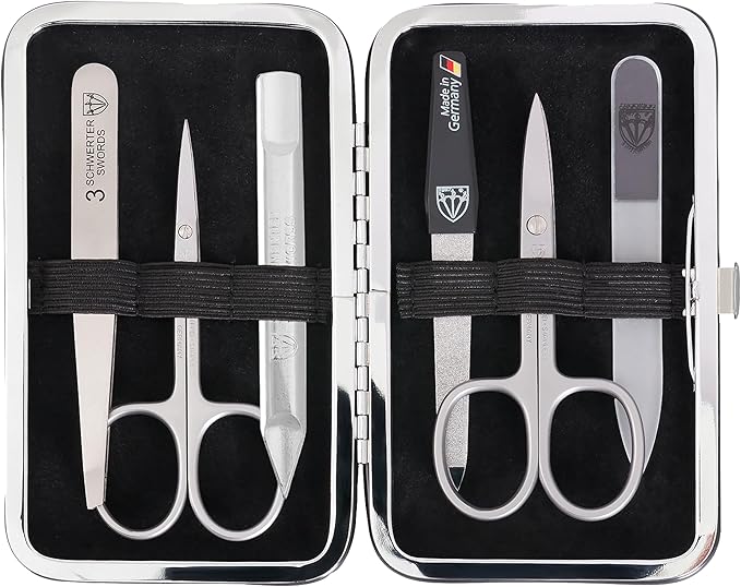 3 Swords Germany - brand quality 6 piece manicure pedicure kit set - stainless steel nail care tools - Made in Solingen Germany (500)