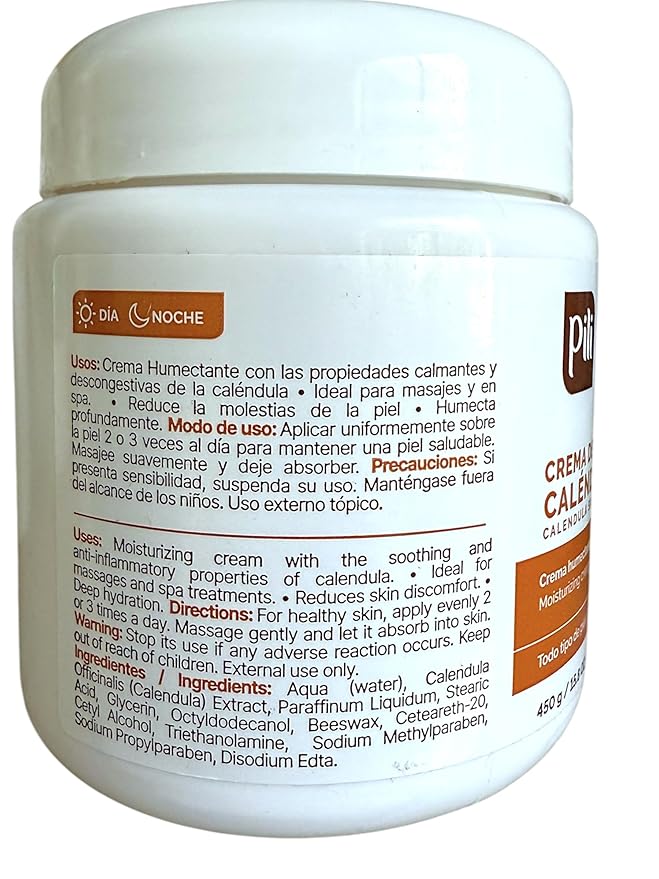 Pili Natural Calendula Cream – Hydrating Moisturizer for Dry, Rough, or Chapped Skin – Soothing Face, Hand & Body Cream – Crema de Caléndula with Beeswax & Glycerin – 15.8 oz