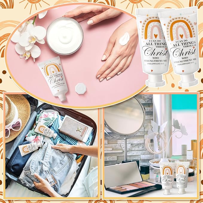 50 Pack Christian Hand Lotion Bulk Gifts for Women Mother Day Bible Mini Travel Hand Lotion Bulk for Stocking Stuffers Gifts Women Church Appreciation Teachers Coworkers(Boho)