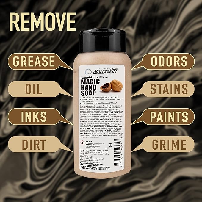 Nanoskin MAGIC HAND SOAP Industrial Hand Cleaner 13.53 Oz. – Designed to be Used Routinely for The Toughest Cleaning without Drying Out Your Hands | For Home, Garage, Office, Car Wash, Car Care Center